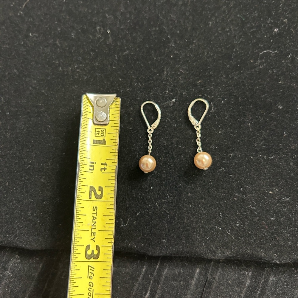 Pink Pearl Silver Drop Earrings